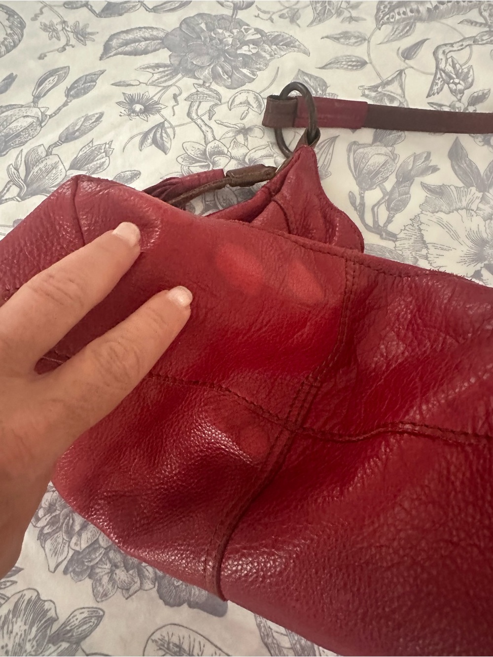 Lucky Brand Red Leather Drawstring Hobo with Fringe - Picture 5 of 11